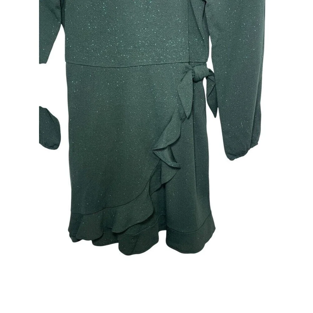 Three Pink Hearts Trixxi Girl's‎ Green Sparkly Glitter Dress Size L NWT